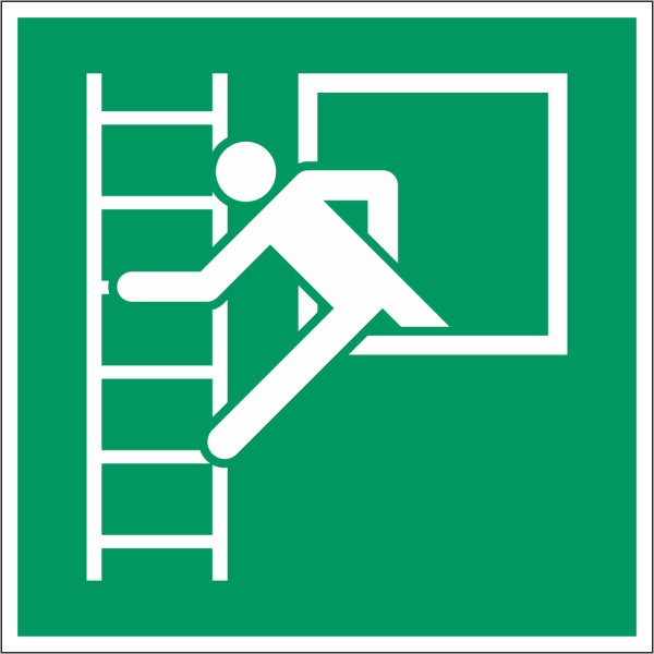 Rettungszeichen-Aufkleber "Notfenster mit Fluchtleiter"